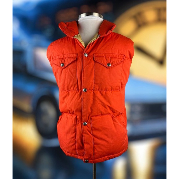 Vintage 80's The North Face Puffer Snap Front Vest Orange Medium H14145 *Flawed* - Picture 16 of 16